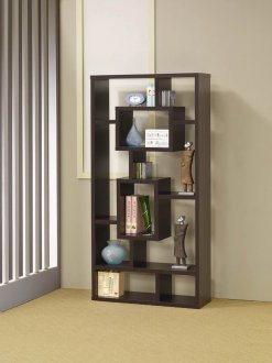 Cappuccino Finish Modern Bookcase w/Shelves & Display Space
