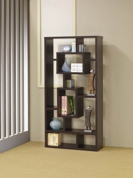 Cappuccino Finish Modern Bookcase w/Shelves & Display Space [CRBC-800259]