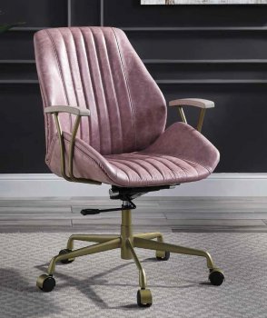 Hamilton Office Chair OF00399 in Pink Top Grain Leather by Acme [AMOC-OF00399 Hamilton]