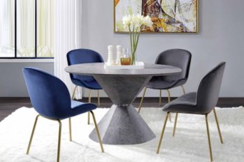 Ansonia Dining Table 77830 in Faux Concrete w/Optional Chairs [AMDS-77830-Ansonia]