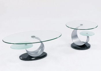 Glass Top Coffee Table with Black Marble Base [GFCT-81619C-81619E]