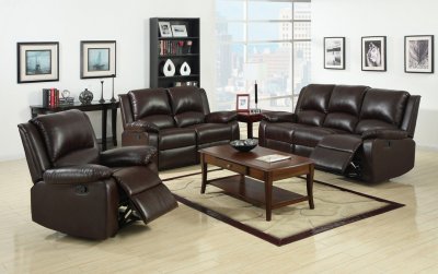 Oxford Reclining Sofa CM6555 in Dark Brown Leatherette w/Options