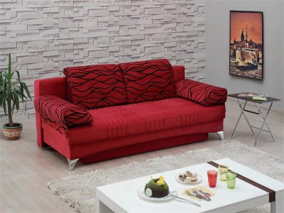 Daisy Sofa Bed Convertible in Red Microfiber Fabric by Empire