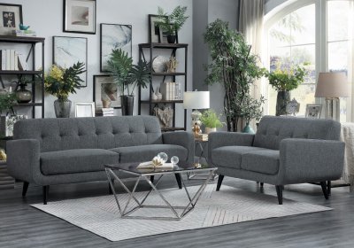 Monroe Sofa & Loveseat Set 9880GY in Gray Fabric by Homelegance