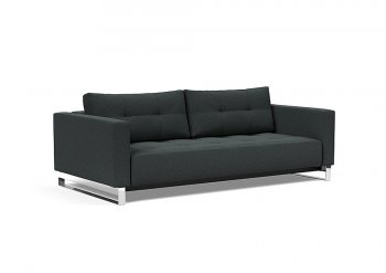 Cassius Sofa Bed in Dark Gray Fabric by Innovation w/Chrome Legs [INSB-Cassius D.E.L-534]