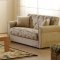 Beige Chenille Fabric Living Room Sleeper Sofa w/Storage