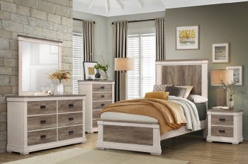 Arcadia 4Pc Youth Bedroom Set 1677T - White & Gray - Homelegance [HEKB-1677T-Arcadia]
