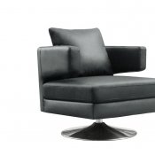 Black, White or Chocolate Leather Modern Swivel Club Chair
