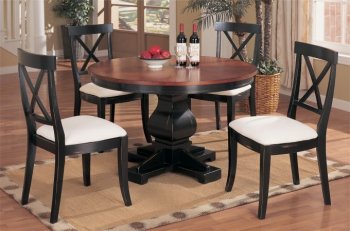 Antique Black Traditional Dinette Table w/Walnut Round Top [PXDS-F2064]