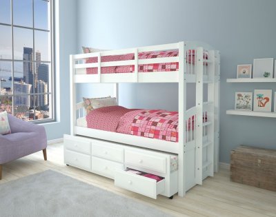 Micah Bunk Bed 39995 in White by Acme w/Trundle