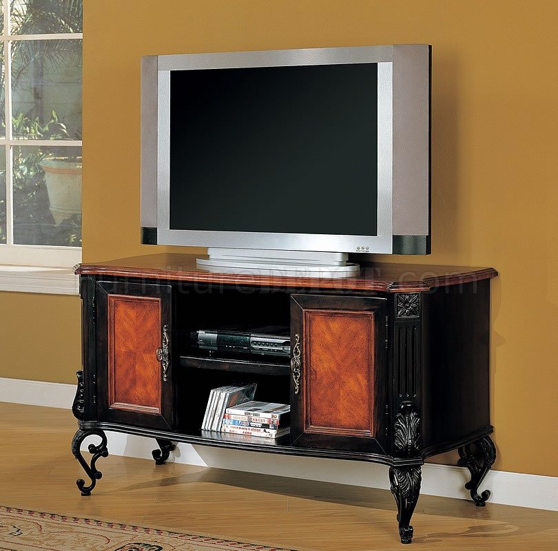 Two-Tone Black & Cherry Classic TV Stand - Click Image to Close