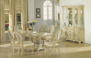 Antique White Finish Dining Table w/Double Pedestal Base [AMDS-08664-Coronado]