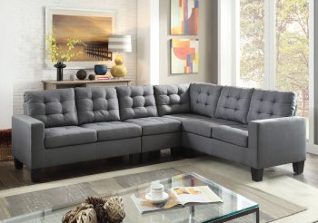 Earsom Sectional Sofa 52760 in Gray Linen Fabric by Acme [AMSS-52760-Earsom]