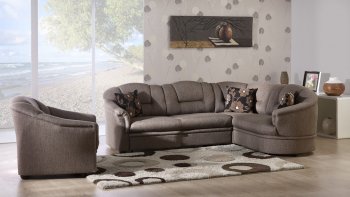 Two-Tone Brown Fabric Convertible Sectional Sofa Bed w/Storage [IKSS-PALMERA-Redeyef Brown]