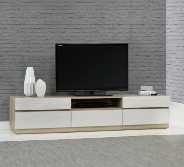 Loft LED TV Stand in Beige and Light Oak by Beverly Hills
