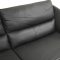 Black Leather Contemporary Sectional Sofa w/White Stitching