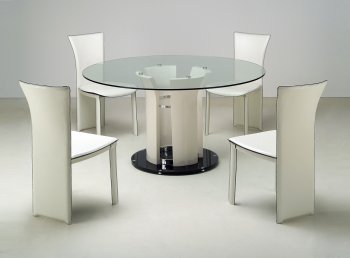 Clear Round Glass Top Modern Dining Table w/Optional Chairs [CYDS-DEBORAH-DT]