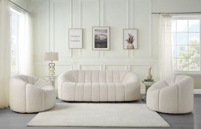 Osmash Sofa LV00229 in White Teddy Sherpa by Acme w/Options
