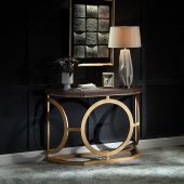 Solara Console Table AC01994 in Brown Leather & Gold by Acme