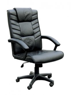 Black Bycast Leather Contemporary Office Executive Chair