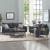 Revive Sofa & Loveseat Set in Gray Fabric by Modway