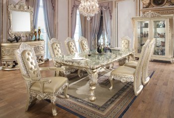 Vatican Dining Table DN00467 Champagne Silver by Acme w/Options [AMDS-DN00467 Vatican]