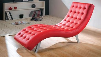 Red, Black, Beige, Brown or White Modern Vinyl Chaise Lounge [AECL-7900 Red]