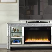 Noralie TV Stand w/Fireplace & LED LV00317 in Mirrored by Acme