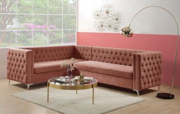 Rhett Sectional Sofa 55505 in Dusty Pink Velvet by Acme [AMSS-55505 Rhett]