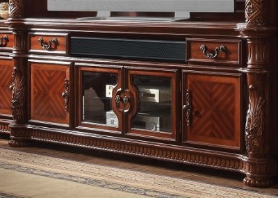 Vendome II TV Stand 91318 in Cherry by Acme w/Optional Wall Unit