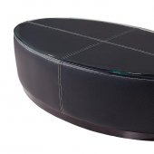 Oval Coffee Table with Black Faux Leather Upholstery
