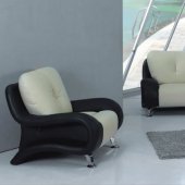 Two-Tone Leather Living Room Set with Metal Legs