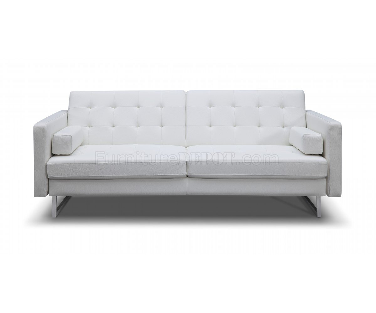 Giovanni Sofa Bed In White Faux Leather, White Faux Leather Couch Bed