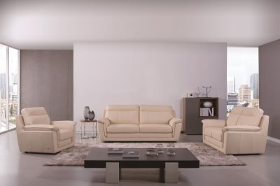 S210 Sofa in Beige Leather by Beverly Hills w/Options