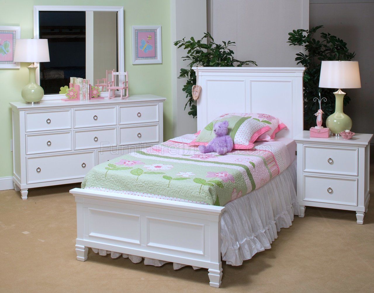 Tamarack Youth Bedroom Set 4Pc in White by NCFurniture - Click Image to Close
