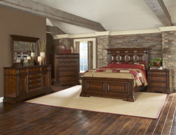 Warm Saddle Brown Finish Casual Bedroom w/Optional Items [HEBS-1417]