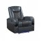 Alair Power Recliner LV02459 Black & Blue Leather Aire by Acme