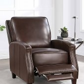 Venice Accent Chair AC02186 in Brown Leather by Acme w/Footrest
