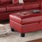 G309 Sectional Sofa in Red Bonded Leather by Glory w/Ottoman