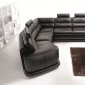 Camino Sectional Sofa in Black Full Leather by ESF w/ Bed