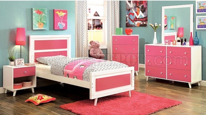 Alivia CM7850PK 4Pc Kids Bedroom Set in White/Pink w/Options - Click Image to Close