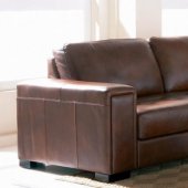 Brown Leatherette Contemporary Sectional Sofa w/Tufted Seat