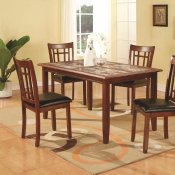 Rich Cherry Modern 5Pc Dining Set w/Marble-like Inlaid Table