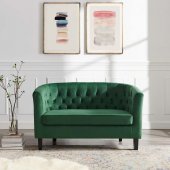Prospect Loveseat & Chair Set Emerald Velvet by Modway w/Options