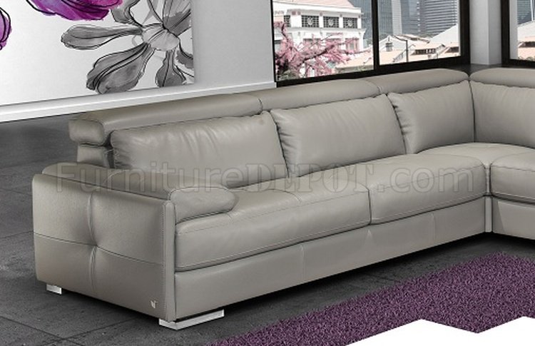 Gary Sectional Sofa In Ash Gray Italian, Italian Leather Sectional Sofas
