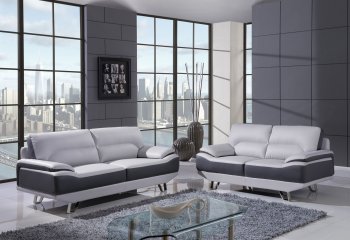 U7330 Sofa in Light & Dark Grey Bonded Leather by Global [GFS-U7330-LGR/DGR]