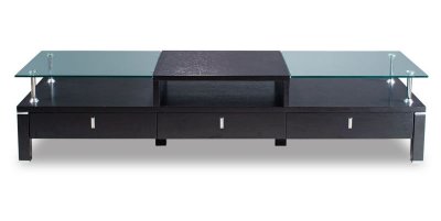 Wenge Color Contemporary TV Stand With Glass Top