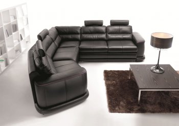 Camino Sectional Sofa in Black Full Leather by ESF w/ Bed [EFSS-Camino Black]