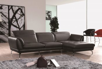 Orchard Sectional Sofa Black Leather by Beverly Hills [BHSS-Orchard Black]
