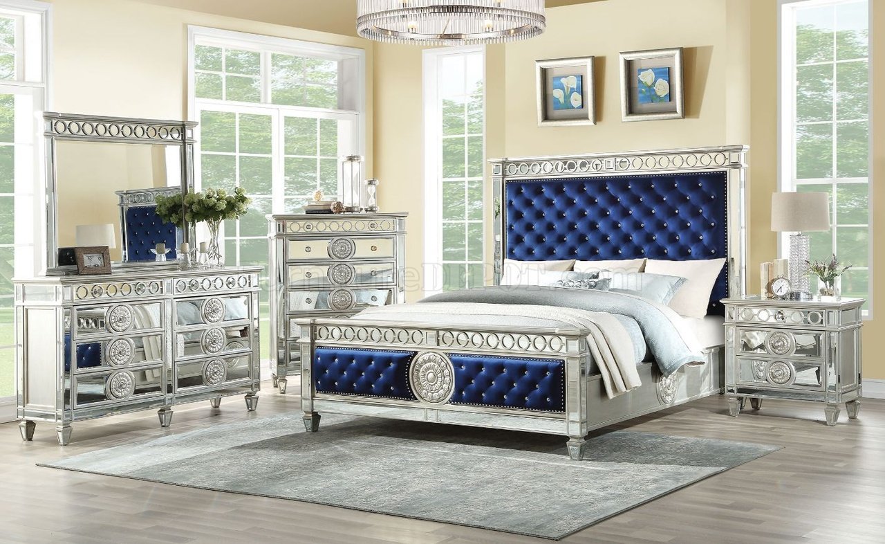 Varian Bedroom 26150 in Mirrored Silver by Acme w/Options - Click Image to Close
